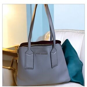 Marc Jacobs Gray Leather Tote with Burgundy Interior
